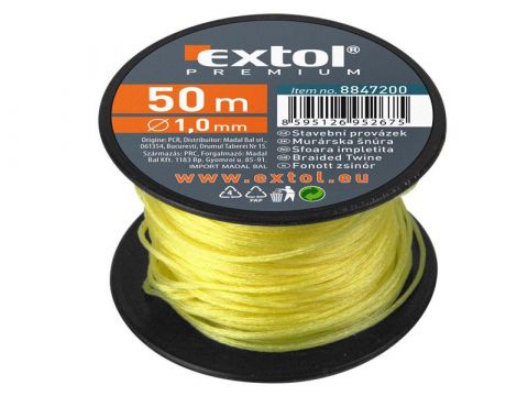 EXTOL provázek stavební, 1,7mm, 50m, žlutý, cívka, EXTOL PREMIUM (8847212)
