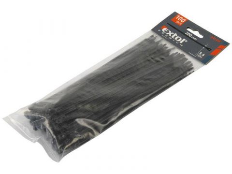 EXTOL pásky na vodiče, 3,6x280mm, 100ks, černé, NYLON, EXTOL PREMIUM (8856158)