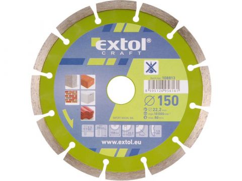 EXTOL kotouč diamantový řezný segmentový, 150x22,2mm, suché řezání, EXTOL CRAFT (108813)