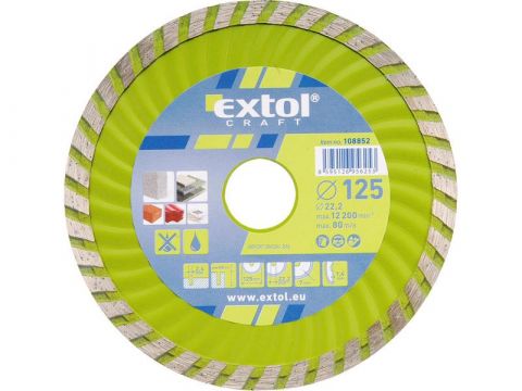EXTOL kotouč diamantový řezný turbo, 125x22,2mm, suché i mokré řezání, EXTOL CRAFT (108852)