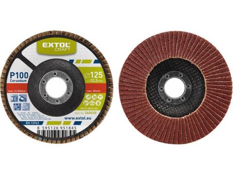 EXTOL kotouč lamelový šikmý korundový, P80, 150mm, vnitřní průměr 22,2mm pro uchycení v úhlové brusce, EXTOL CRAFT (260048)