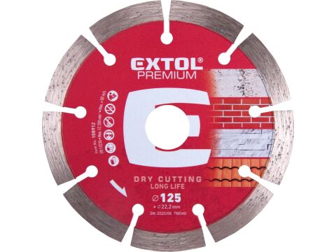 EXTOL kotouč diamantový řezný segmentový Long Life, 125x22,2mm, suché řezání, EXTOL PREMIUM (108912)