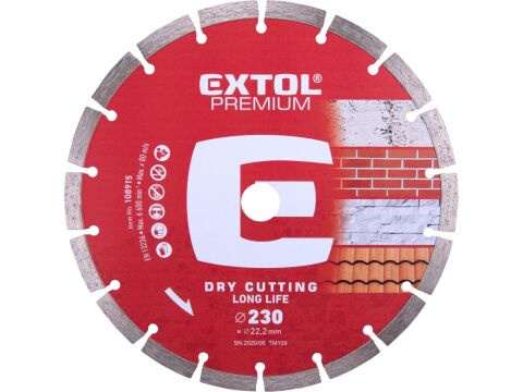 EXTOL kotouč diamantový řezný segmentový Long Life, 230x22,2mm, suché řezání, EXTOL PREMIUM (108915)