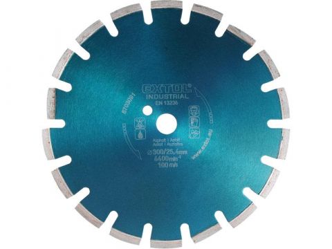 EXTOL kotouč diamantový řezný segmentový na ASFALT, 350x25,4mm, suché i mokré řezání, EXTOL INDUSTRIAL (8703092)