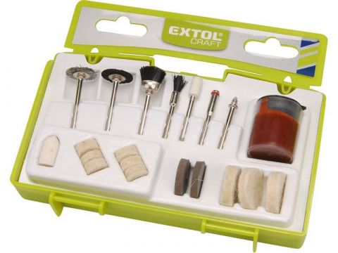 EXTOL nástavce čistící a leštící na přímou brusku, sada 20ks, průměr dříku 3,2mm, EXTOL CRAFT (73417)