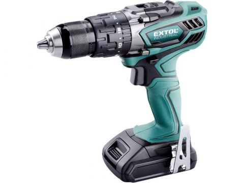 EXTOL vrtací šroubovák aku s příklepem, 18V Li-ion, 4 pólový motor, 2000mAh (8791110)