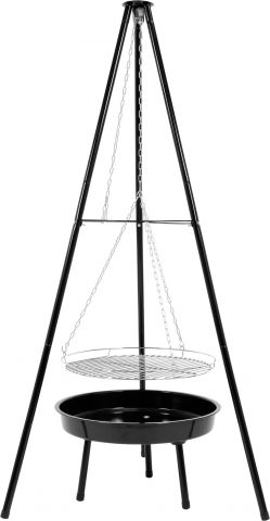 Kulatý gril na dřevěné uhlí 52 cm s trojnožkou (TO-99524)