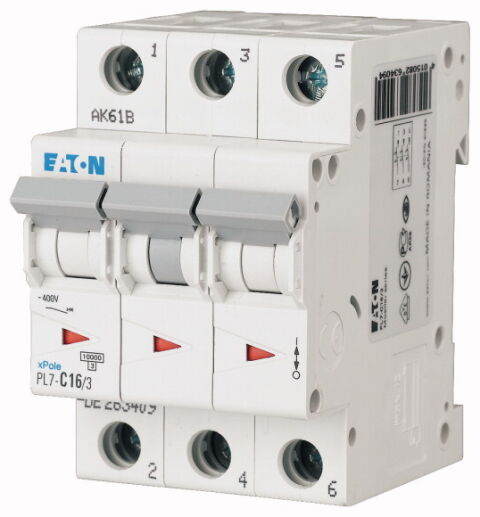 EATON Jistic PL7-C16/3 jistič 3-p, C, 16A, 10kA (263409)