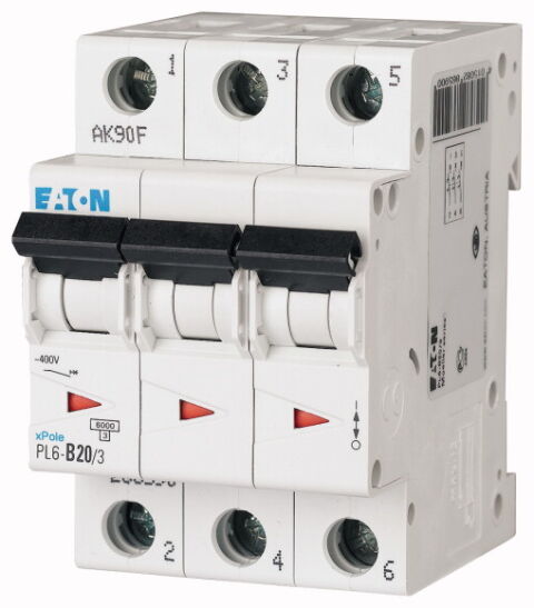 EATON Jistic PL6-B20/3 Jistič 3-p, B, 20A, 6kA (286590)