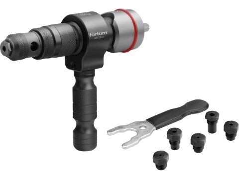 FORTUM nástavec nýtovací na vrtačku T, pro trhací nýty 2,4-6,4mm, CrMoV (4770663)