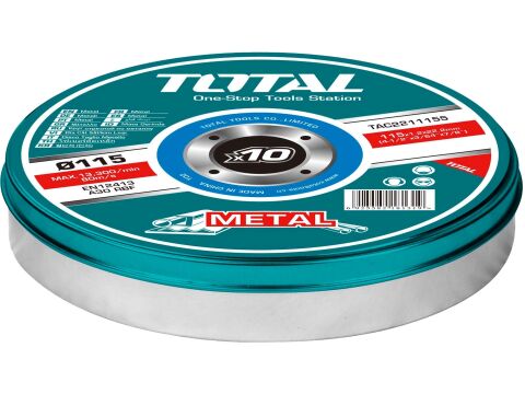 TOTAL Kotouče řezné na kov, 10ks, 115x1,2x22,2mm (TAC2211155)