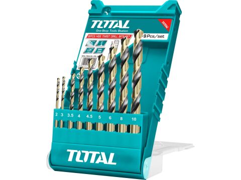 TOTAL Vrtáky do kovu, sada 9ks, HSS, HSS (TACSD0095)