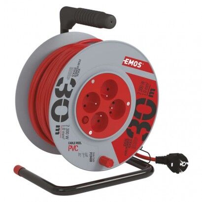 EMOS PVC prodlužovací kabel na bubnu – 4 zásuvky, 30m, 1mm2 1908143001 (P19430)