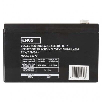 EMOS Bezúdržbový olověný akumulátor 12 V/7 Ah, faston 4,7 mm 1201004300 (B9691)