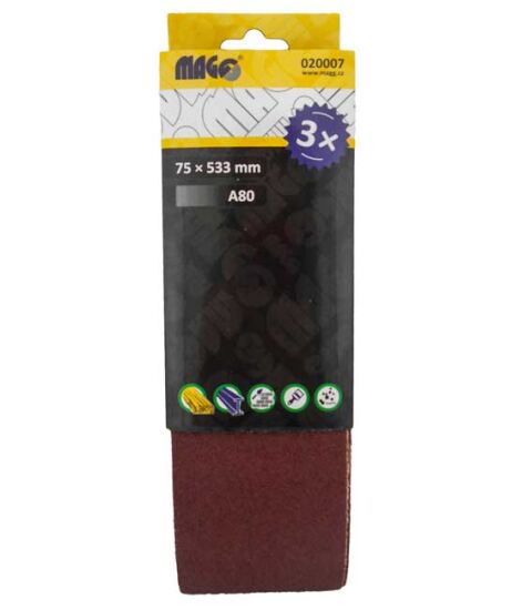 MAGG Brusný pás 75x533mm A80 - 3 ks (020007)
