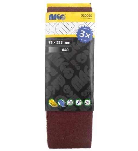 MAGG Brusný pás 75x533mm A40 - 3 ks (020005)