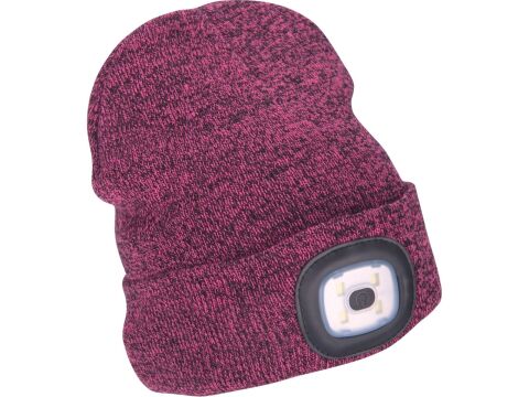 EXTOL čepice s čelovkou 4x45lm, USB nabíjení, fialová/černá, univerzální velikost (43461)