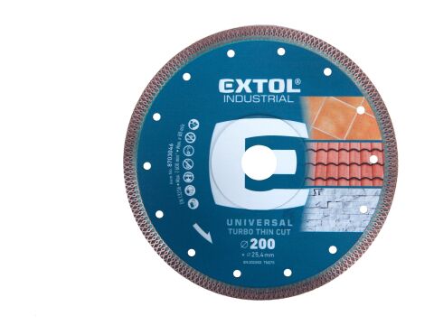EXTOL kotouč diamantový řezný, turbo Thin Cut, suché i mokré řezání, O 200x25,4x2mm (8703046)