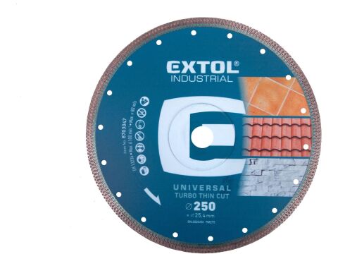 EXTOL kotouč diamantový řezný, turbo Thin Cut, suché i mokré řezání, O 250x25,4x2mm (8703047)