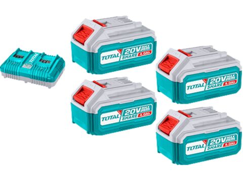 TOTAL Sada baterií a nabíječky, 20V Li-ion, 4000mAh, industrial (TFBCLI20244)