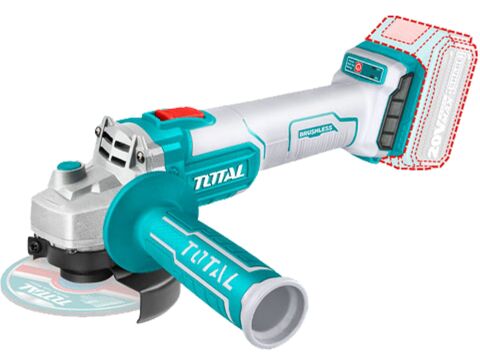 TOTAL Bruska úhlová AKU, 115mm, Brushless, 20V Li-ion, 2000mAh, industrial, bez baterie a nabíječky (TAGLI201158)