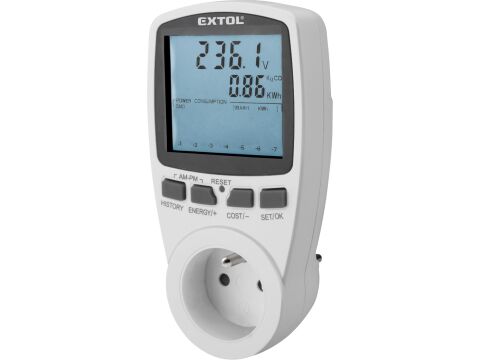 EXTOL měřič spotřeby el. energie - wattmetr, kW, kWh, V, A, Hz (8831260)