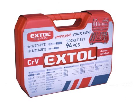 EXTOL hlavice nástrčné, sada 94ks, 1/4