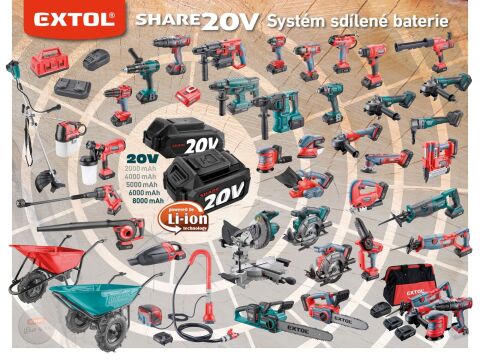EXTOL nůžky na živé ploty aku, SHARE20V, bez baterie a nabíječky (8891933)