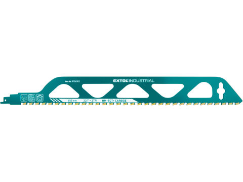 EXTOL INDUSTRIAL plátek do pily ocasky s SK zuby, 455x50x2,5mm (8706302)