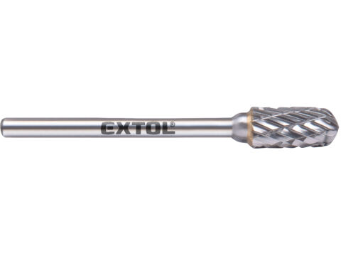 EXTOL INDUSTRIAL fréza karbidová, válcová s kulovým čelem, ?6x13mm, ?stopky 3mm, sek střední (double-cut) (8703823)