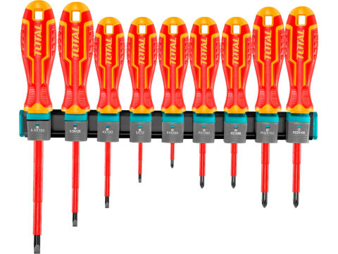 TOTAL Šroubováky elektrikářské 1000V, VDE, sada 9ks, industrial (THTIS596)
