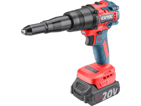 EXTOL PREMIUM pistole nýtovací aku SHARE20V, BRUSHLESS, 2Ah (8891868)