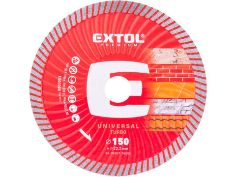 EXTOL PREMIUM kotouč diamantový řezný, turbo - suché i mokré řezání, O 150x22,2x2,4mm (8803053)