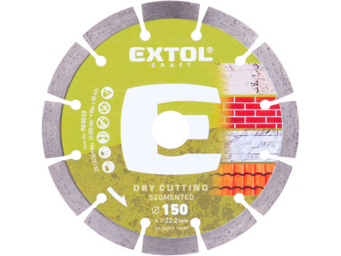 EXTOL CRAFT kotouč diamantový řezný segmentový - suché řezání, O 150x22,2x2mm (903033)