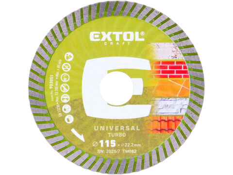 EXTOL CRAFT kotouč diamantový řezný, turbo - suché i mokré řezání, O 115x22,2x2mm (903051)