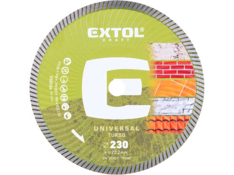 EXTOL CRAFT kotouč diamantový řezný, turbo - suché i mokré řezání, O 230x22,2x2,6mm (903055)