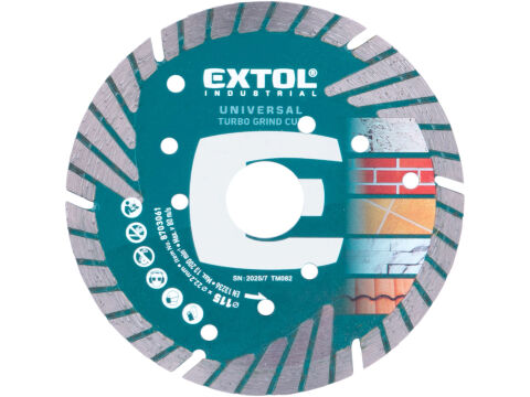 EXTOL INDUSTRIAL kotouč diamantový řezný, turbo Grind Cut, suché i mokré řezání, O 115x22,2x2,2mm (8703061)