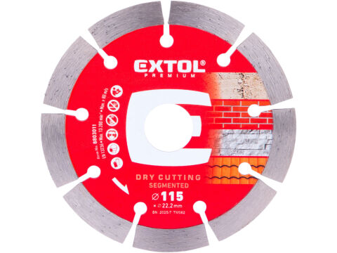 EXTOL PREMIUM kotouč diamantový řezný segmentový - suché řezání, O 115x22,2x1,8mm (8803011)