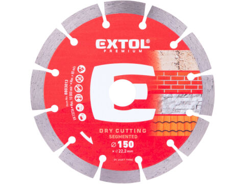 EXTOL PREMIUM kotouč diamantový řezný segmentový - suché řezání, O 150x22,2x2mm (8803013)
