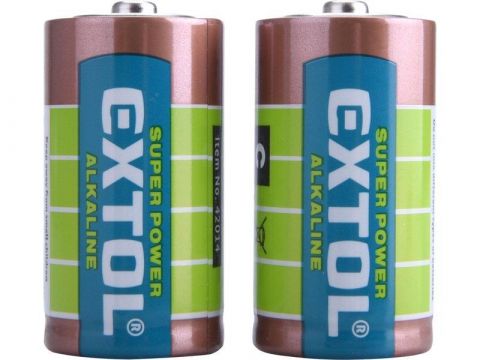 EXTOL baterie alkalické, 2ks, 1,5V C (LR14) (42014)