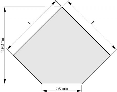 HAAS + SOHN Rukov Sklo pod kamna 6mm 1000x1000/580 45, forma B (1115510200000)